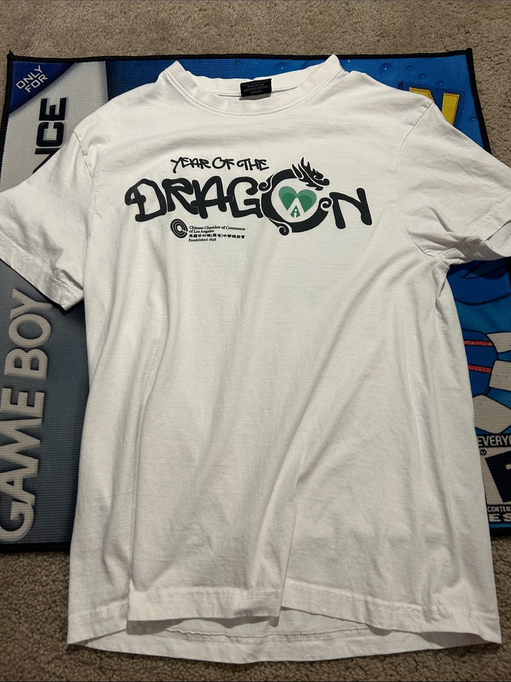 Supreme White 'Year of the Dragon' Tee with Green Heart Accent